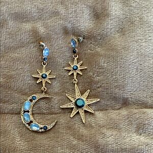 Betsey Johnson Gold and Blue Celestial Earrings